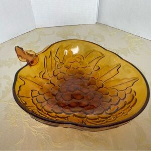 Vintage Indiana glass, amber fruit bowl